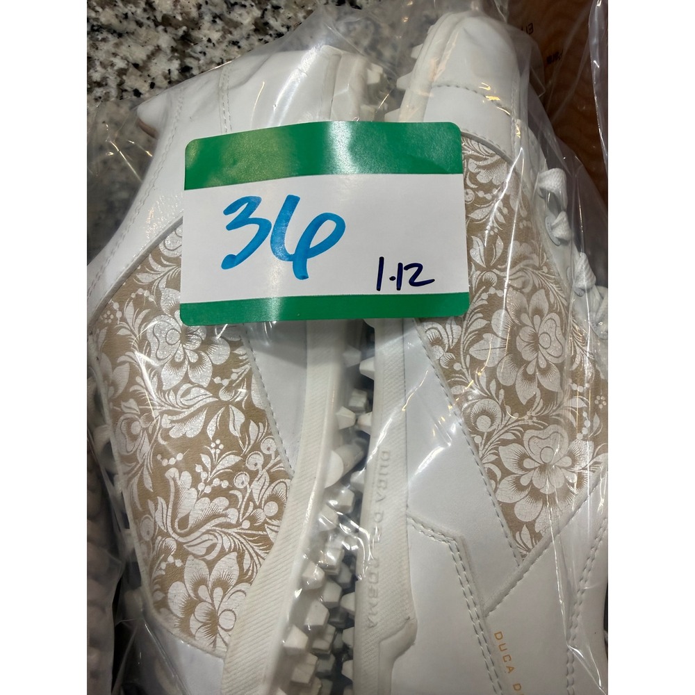 Duca del Cosma Women White Tan Floral Waterproof Golf Shoes Sneakers Size 37 6.5 - Picture 11 of 11